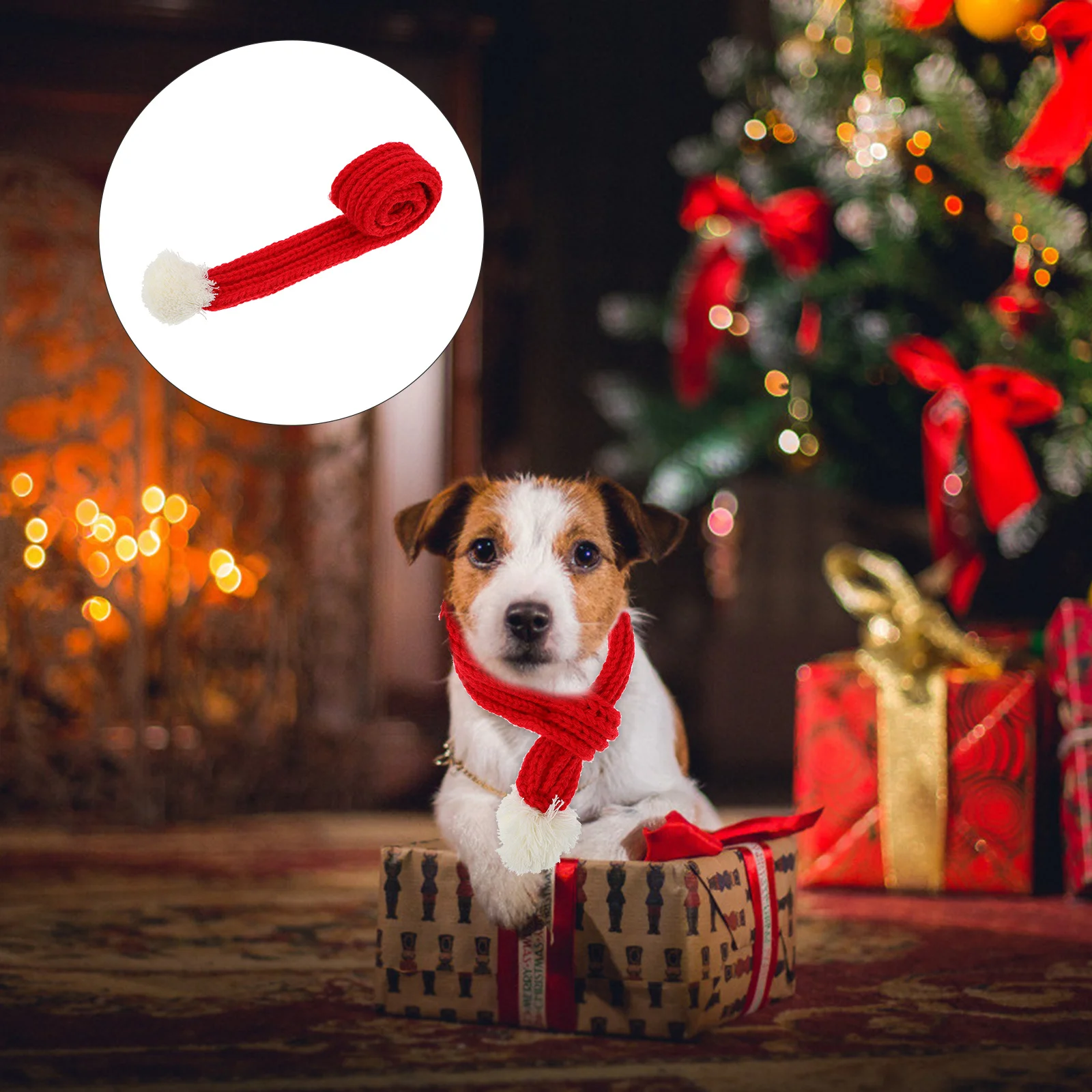 

1Pcs Christmas Pet Knitted Scarf Red Soft Comfortable Dog Cat Scarf Holiday Party Accessories Pet Knitted Bib Dog Christmas Bib