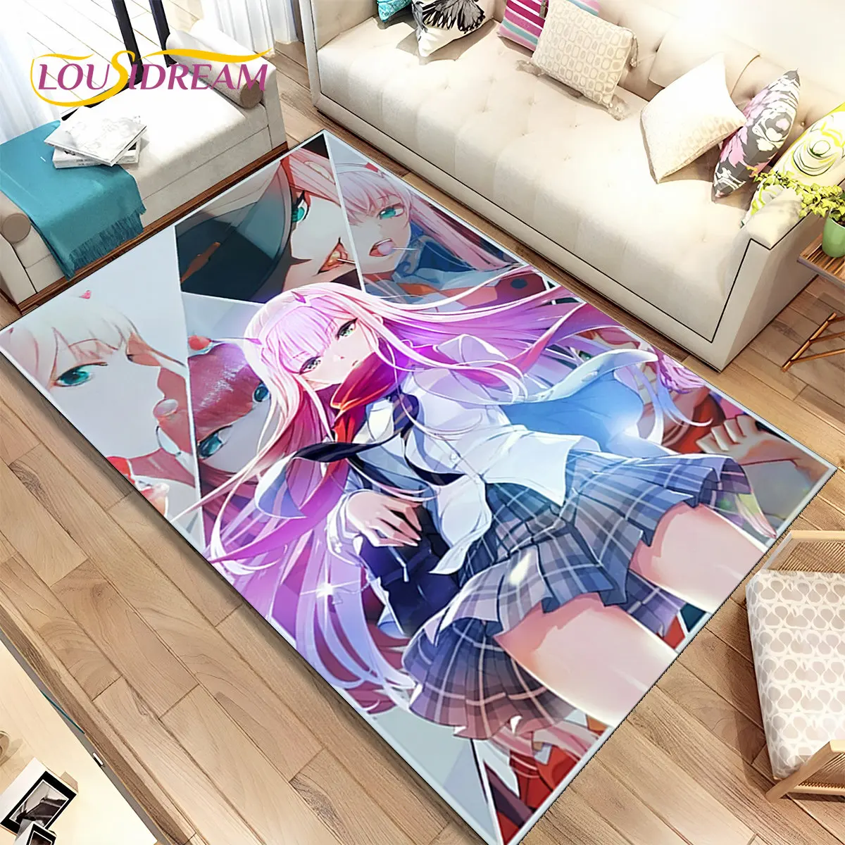 Anime Zero Two DARLING In The FRANXX Area Rug,Carpet Rug for Living Room Bedroom Sofa Doormat Decoration, Kid Non-slip Floor Mat