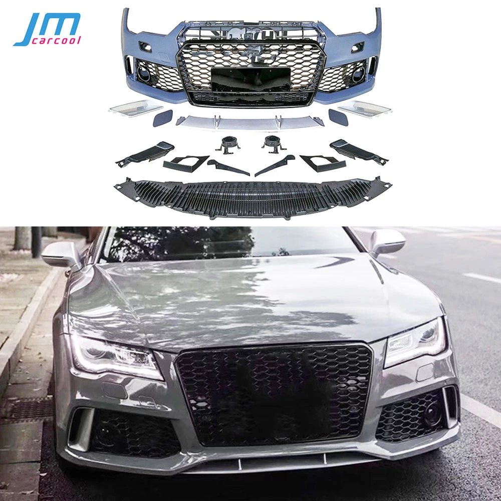 PP Karosserie-Kit Auto Frontstoßstange Heckdiffusor Seitenschweller Renngrills für Audi A7 RS7 Style 2015 2016 2017 2018 Zubehör