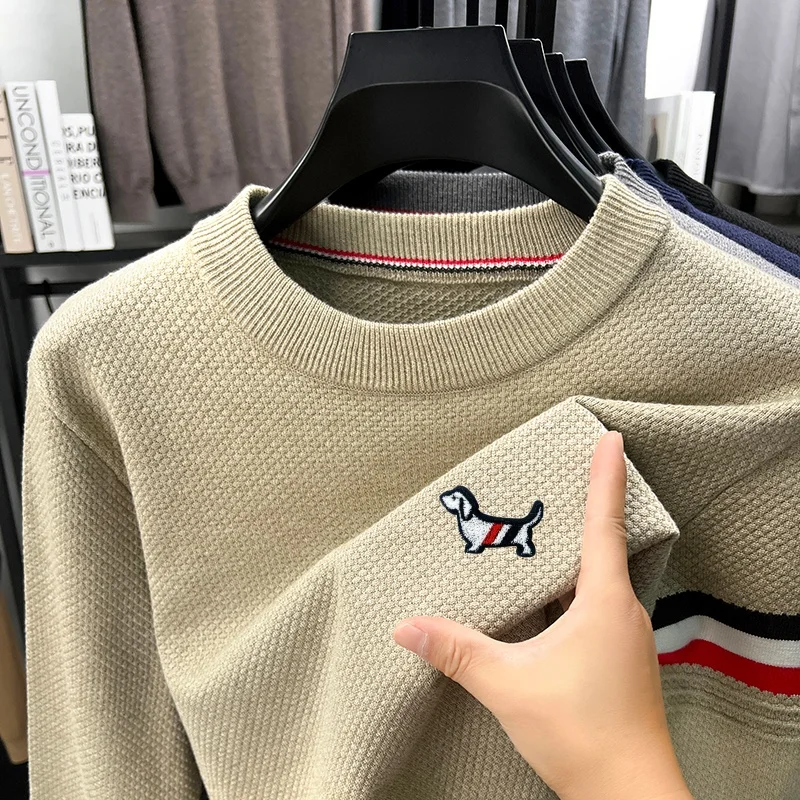 Men's Autumn Winter New Arrival Long Sleeve Knit Sweater Keep Warm O-Neck Solid Color Pullover Tops Casual Versatile Men's Wear