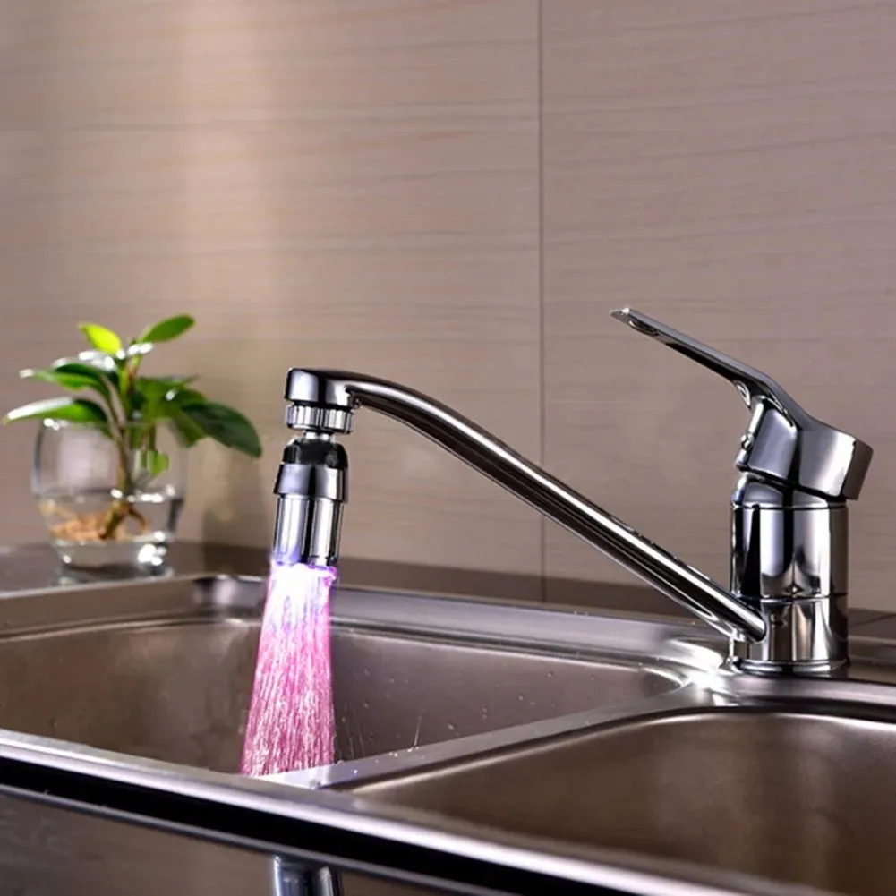 360 Swivel Aerator LED Tap Attachment Child Safety Indicator Water-powered Tool-free Installation With Conversion Adapter