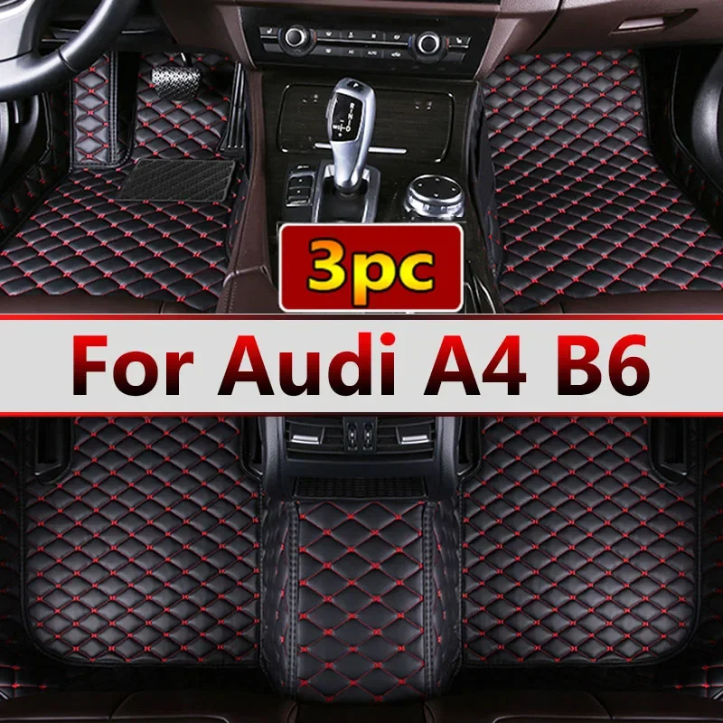 Custom Automotive Car Floor Mats For Audi A4 B6 2002 2003 2004 2005 2006 Auto Luxury Leather Men Women Car Mats Full Coverage