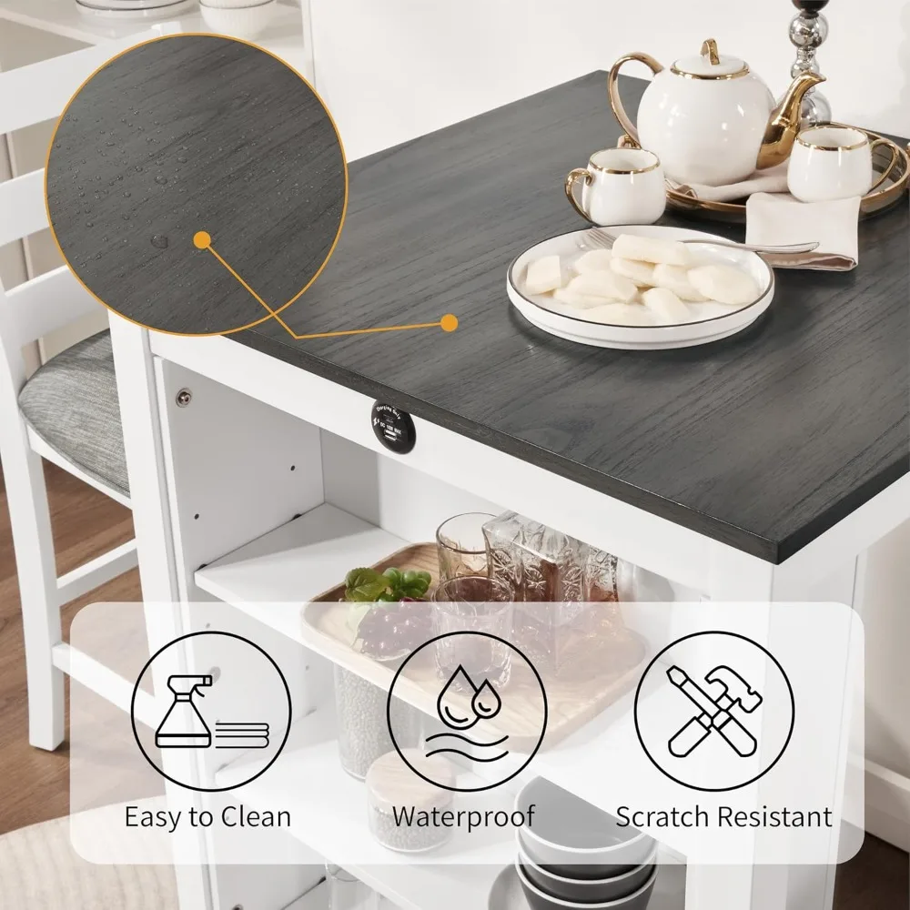 Set tavolo da bar e sedie compatto per 2 persone con stazione di archiviazione e ricarica per cucina e sala da pranzo