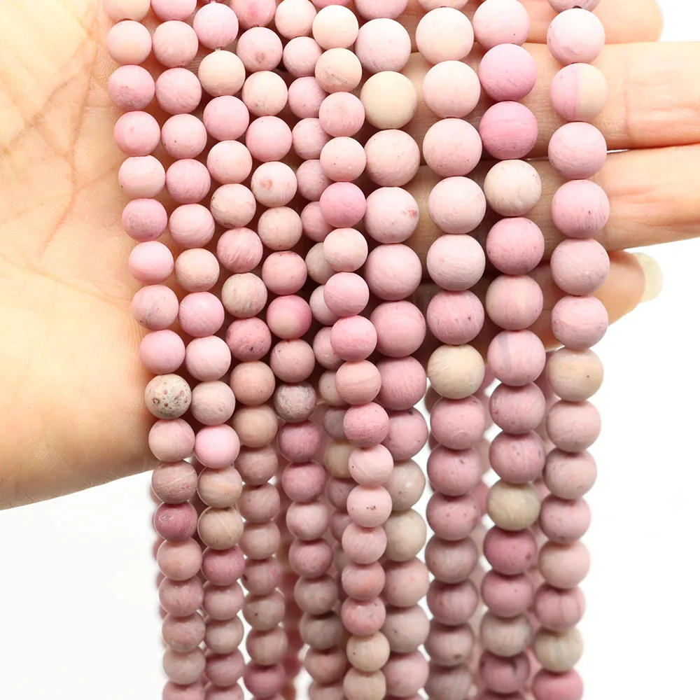 Natural Stone Matte Pink Rhodonite Amazonite Agate Turquoise Jades Round Bead Loose Beads for Jewelry Making Bracelet 4 6 8 10MM