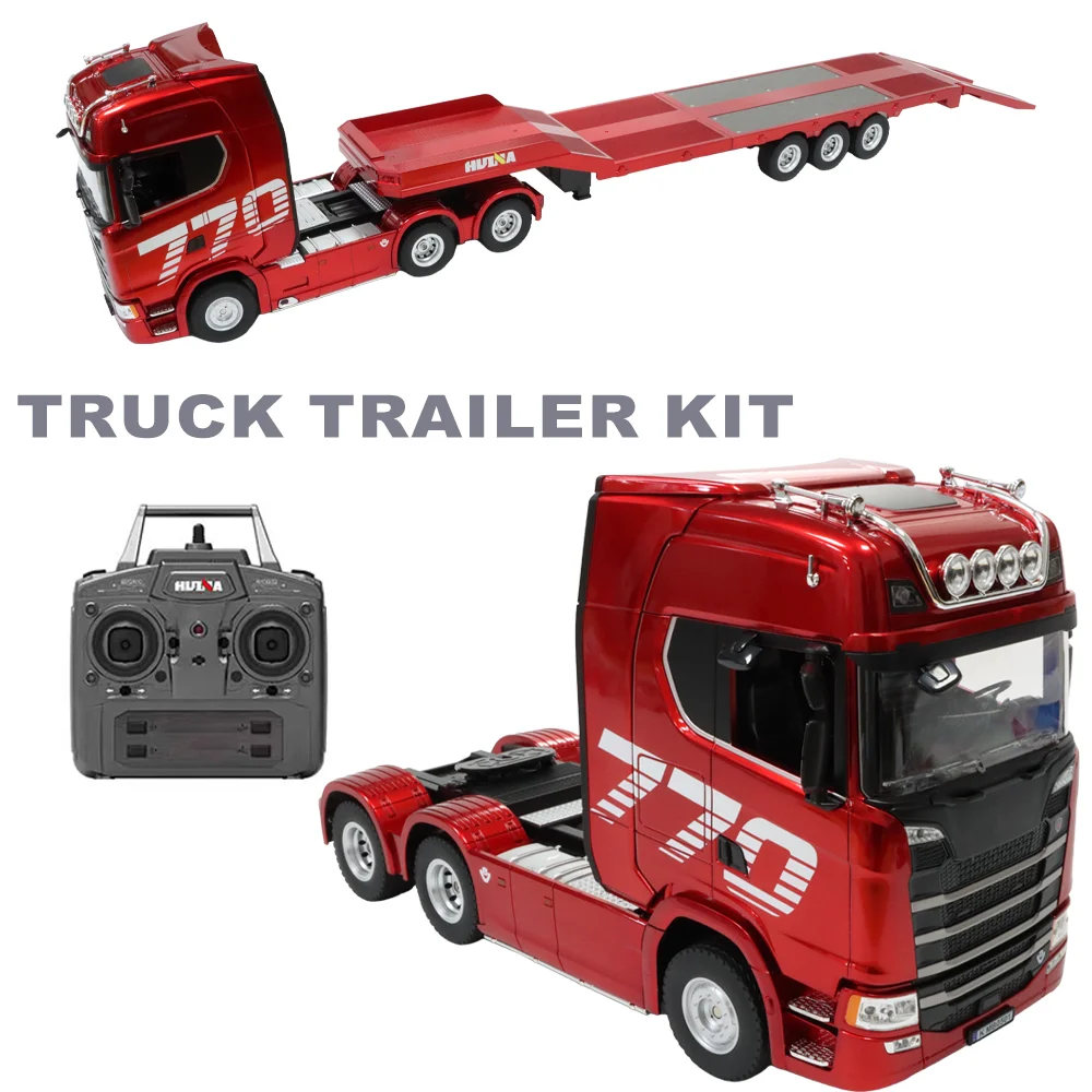 1/18 RC Truck 19CH 770S Legierungs-Traktor mit Anhänger 1501+1502 2.4G Ferngesteuerter Bauanhänger-LKW mit Licht und Ton Spielzeug