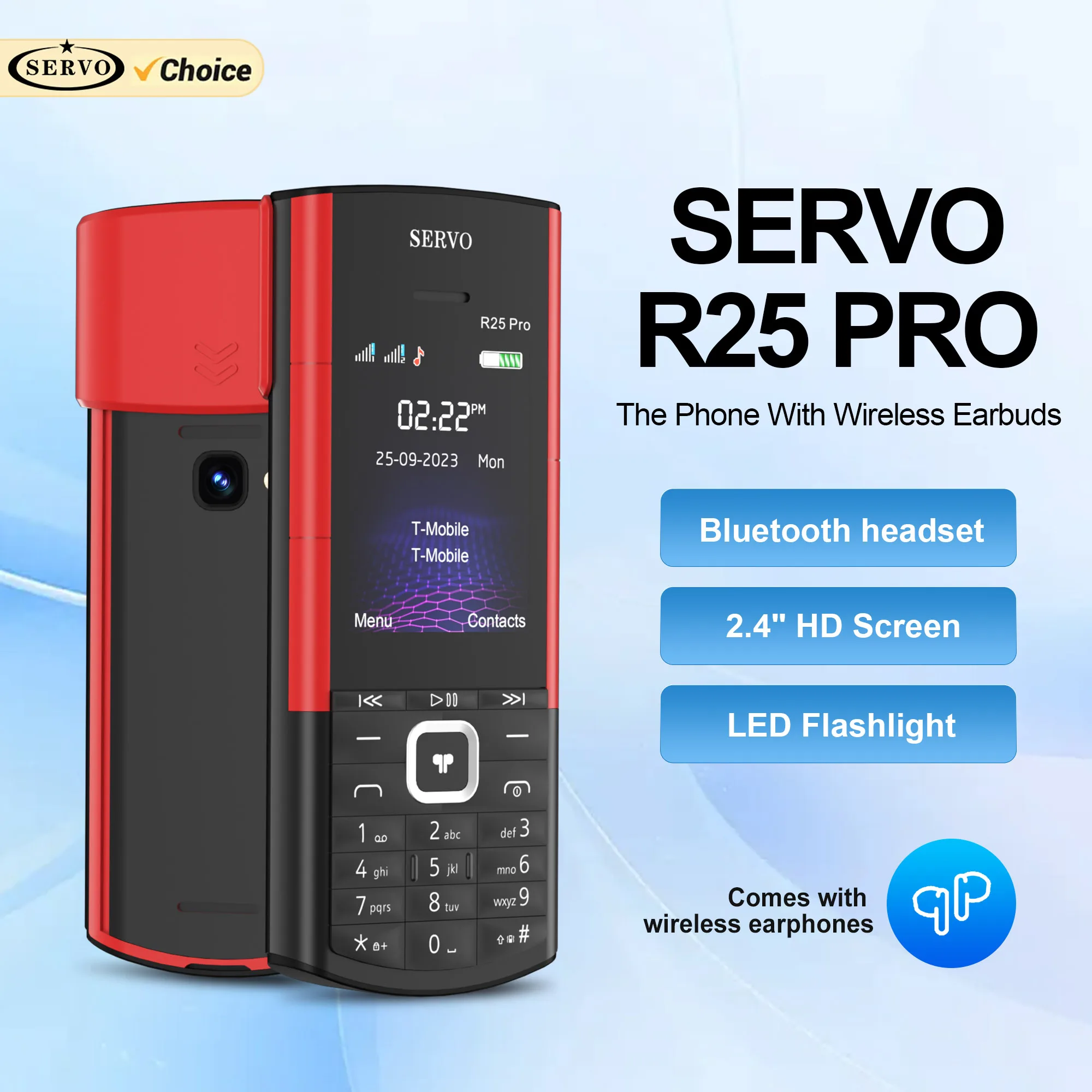 

SERVO R25 PRO Мобильный телефон Встроенные Bluetooth-наушники 2-митактный режим ожидания Запись вызовов Фонарик FM-радио Черный список Ключ Мобильные телефоны