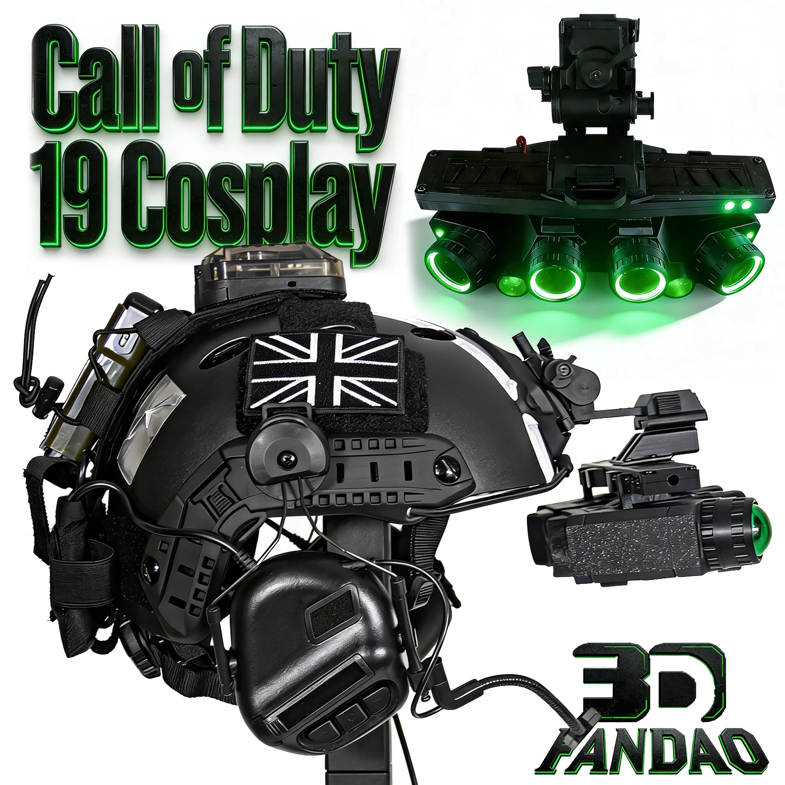 

Airsoft Ghost Full Hemlet Set with Illuminated GPNVG18 Night Vision Goggles & PVS31 Battery Case Model Call of Duty 19 Cosplay