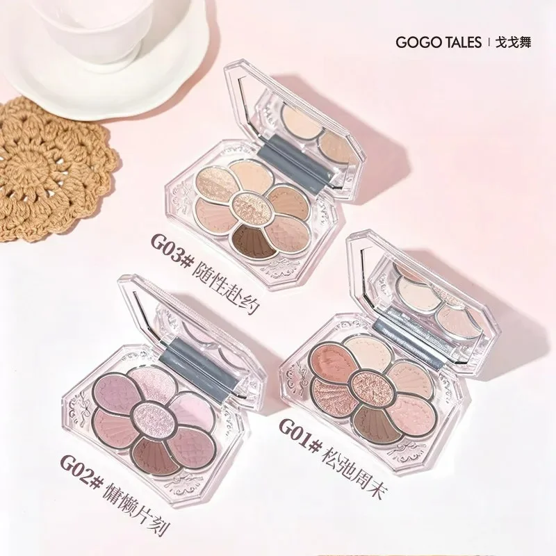 Gogotales 7Colors Eyeshadow Pearlescent Shimmer Matte Easy To Wear Glitter Multi-Use Cosmetics Makeup