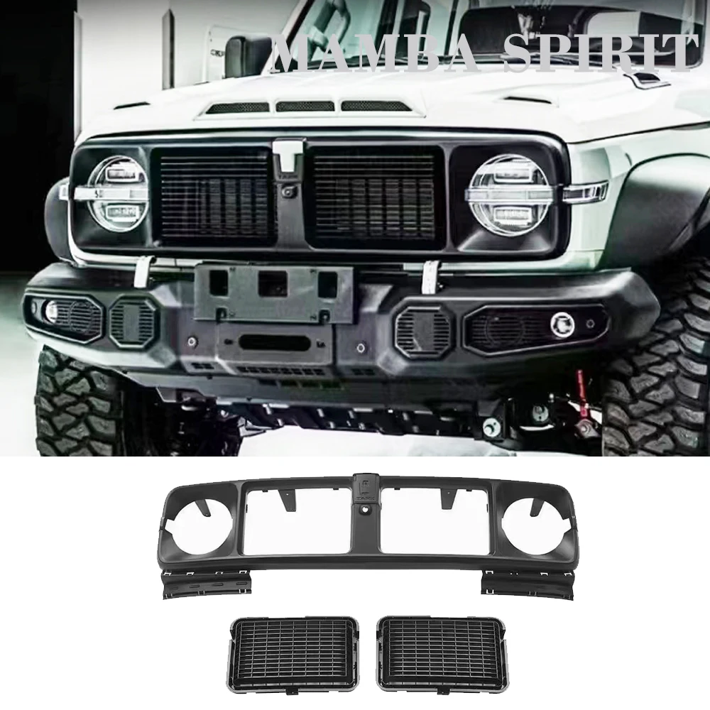 

For Great Wall GWM Tank 300 Car Front Bumper Grille Face Grills Headlamp Cover Frame off-road Modification Exterior Accessories