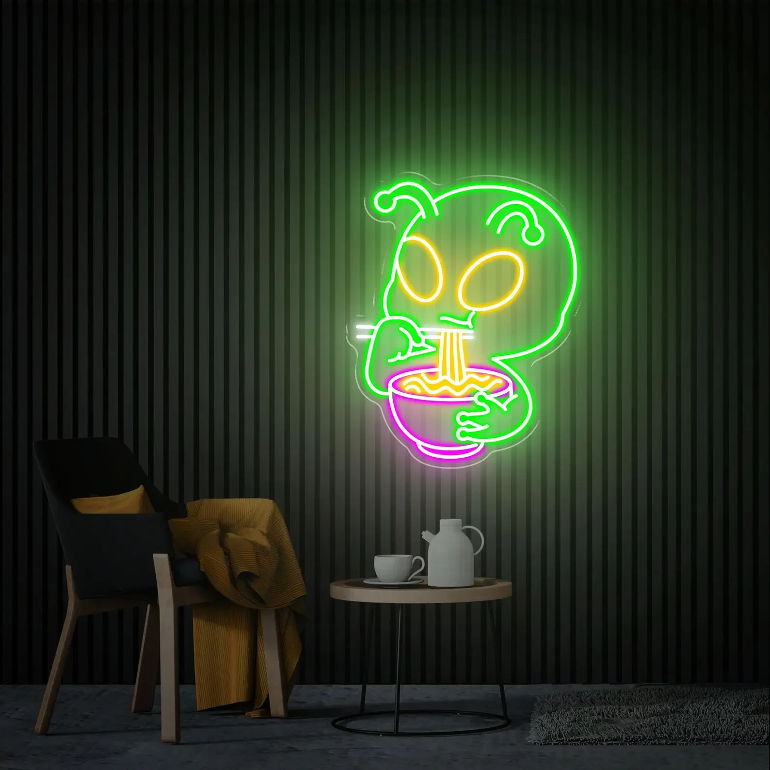 

Alien Ramen Neon Sign,Handmade Alien Led Light,Ramen Store Decor,Ramen Restaurant Wall Art,Custom Neon Sign,Business Neon Sign