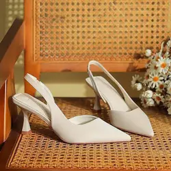 New Luxury High Heel Women's Sandals Shallow Mouth Lacquer Leather Baotou Super High Heel Style Pointed Fashion Women's Shoes
