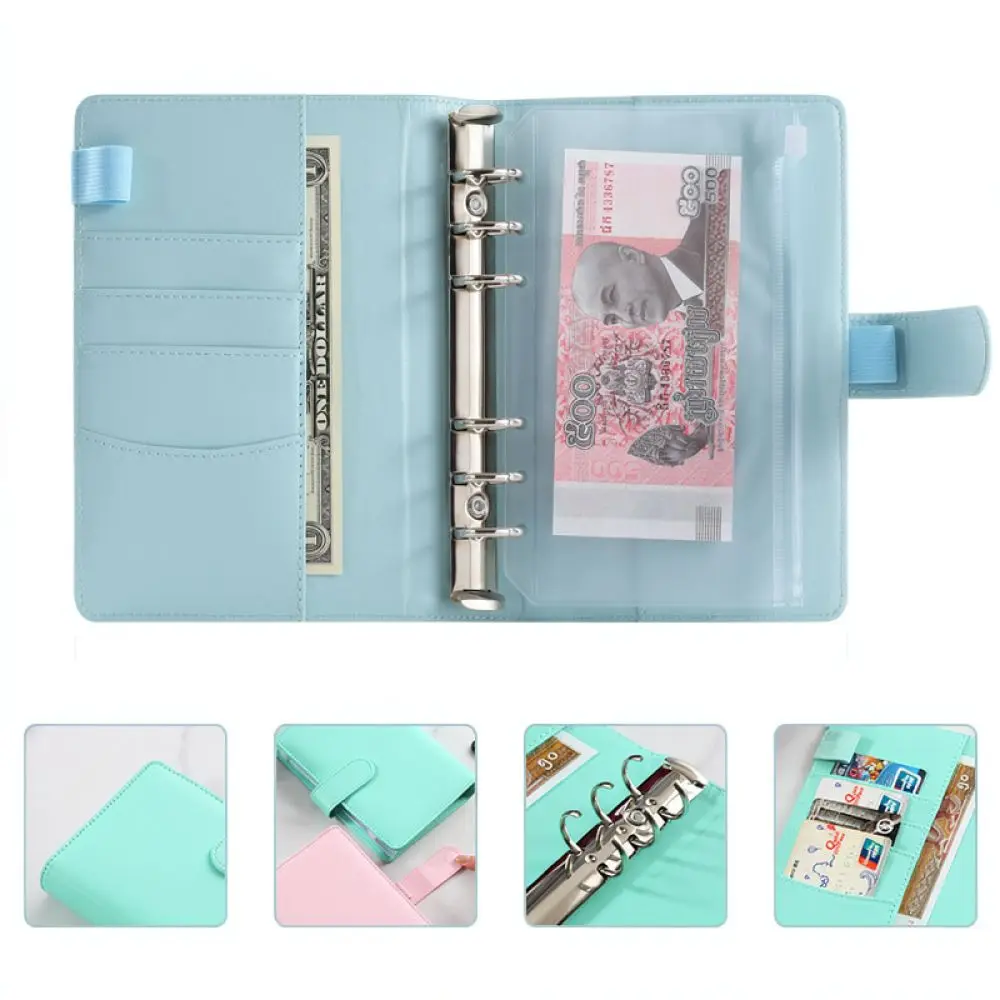 Creative Macaron A6 Loose Leaf Notebook Budget Organizer With Zipper Pouch Planner Stationery Journal Office Supplies Accessory