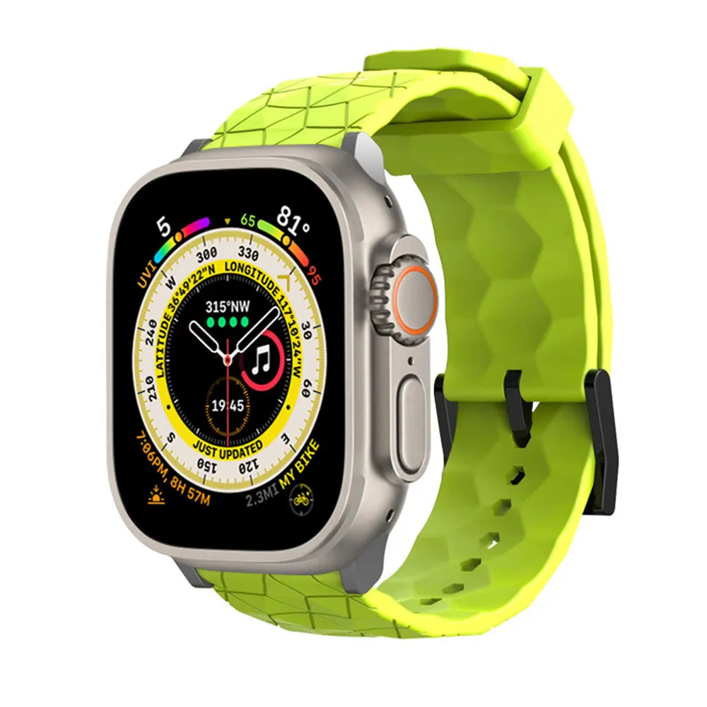 Football Pattern Strap For Apple Watch Ultra 2 Band 49mm 45mm 44mm 41mm 40mm Metal Connector Bracelet iWatch 9 8 7 6 5 4 3 SE