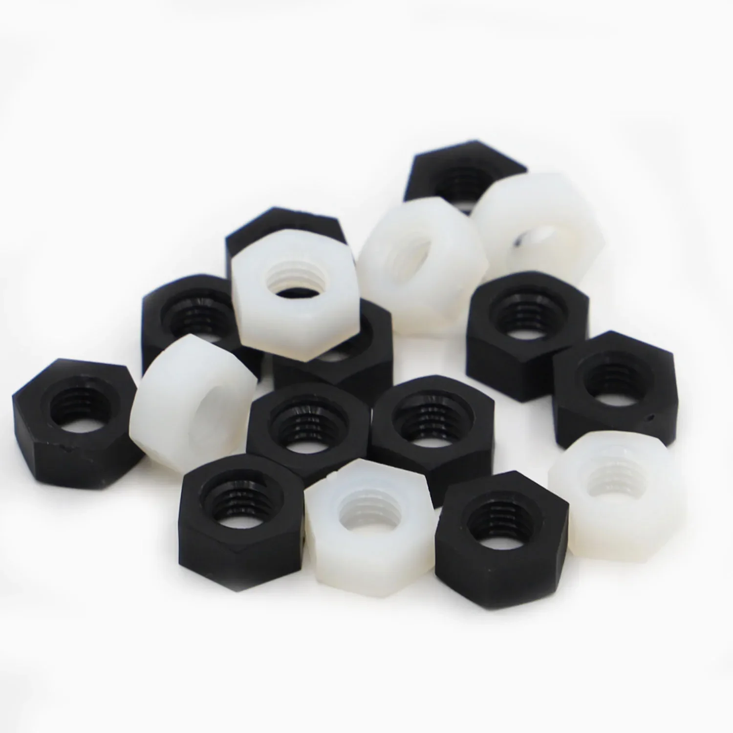 20/50pcs DIN934 M2 M2.5 M3 M4 M5 M6 M8 M10 M12 Black / White Nylon Hex Nut Hexagon Plastic Nuts