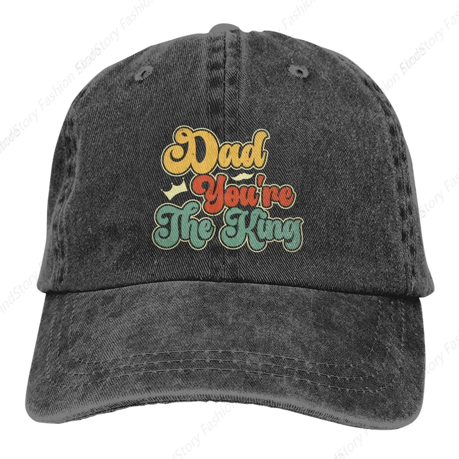 

Dad You're The King Baseball Cap Unisex Vintage Trucker Denim Hat Adjustable Cowboy for Men Women Casual Hip-hop Sports