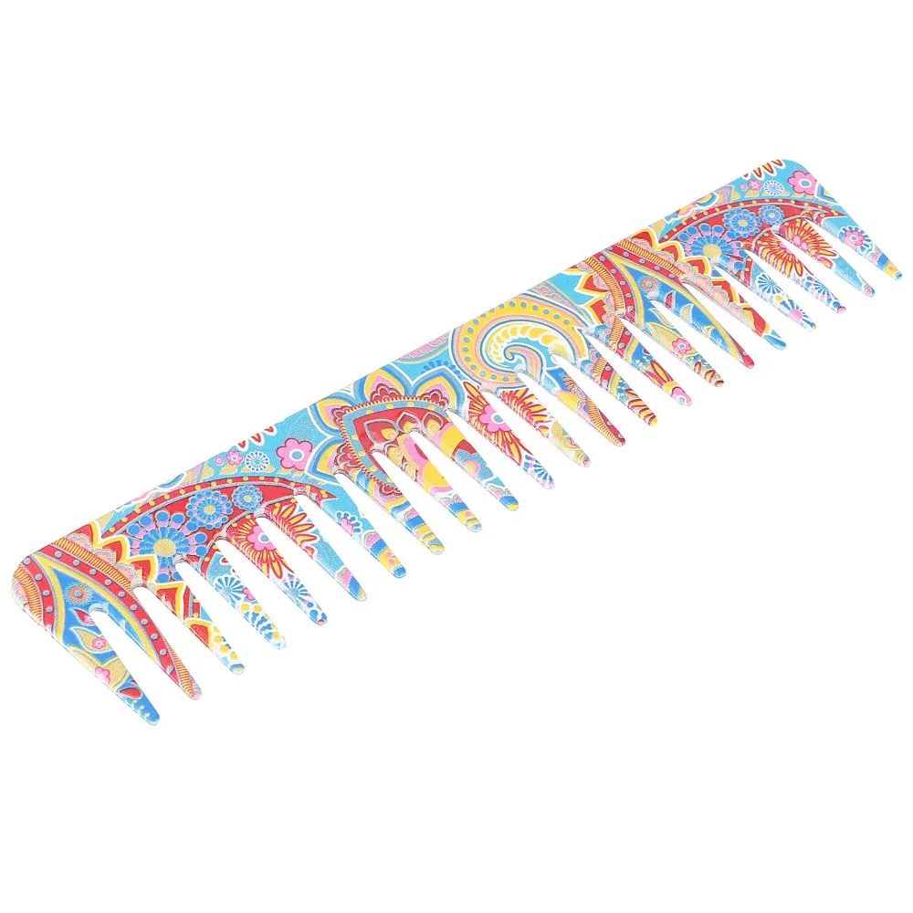 Exquisite Pattern Wide Tooth Comb ABS Material Portable Styling Comb Durable Anti-Static Hair Detangling Comb Home Use