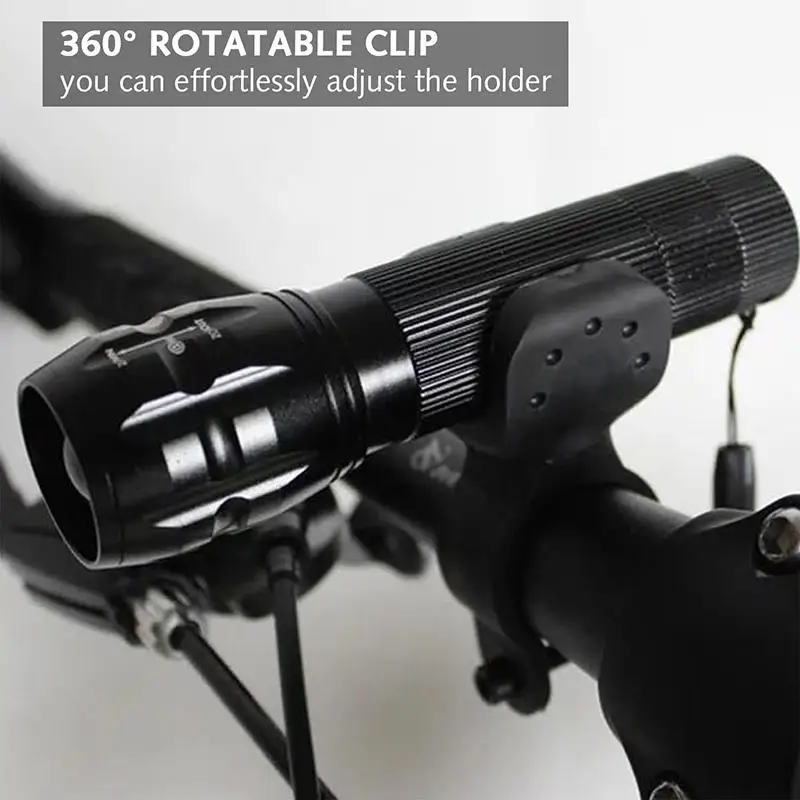 2pcs U-shaped 2nd Generation 360 Degree Rotating Bike Clip Bicycle Stand ABS Plastic Light Clip Flashlight Light Holder