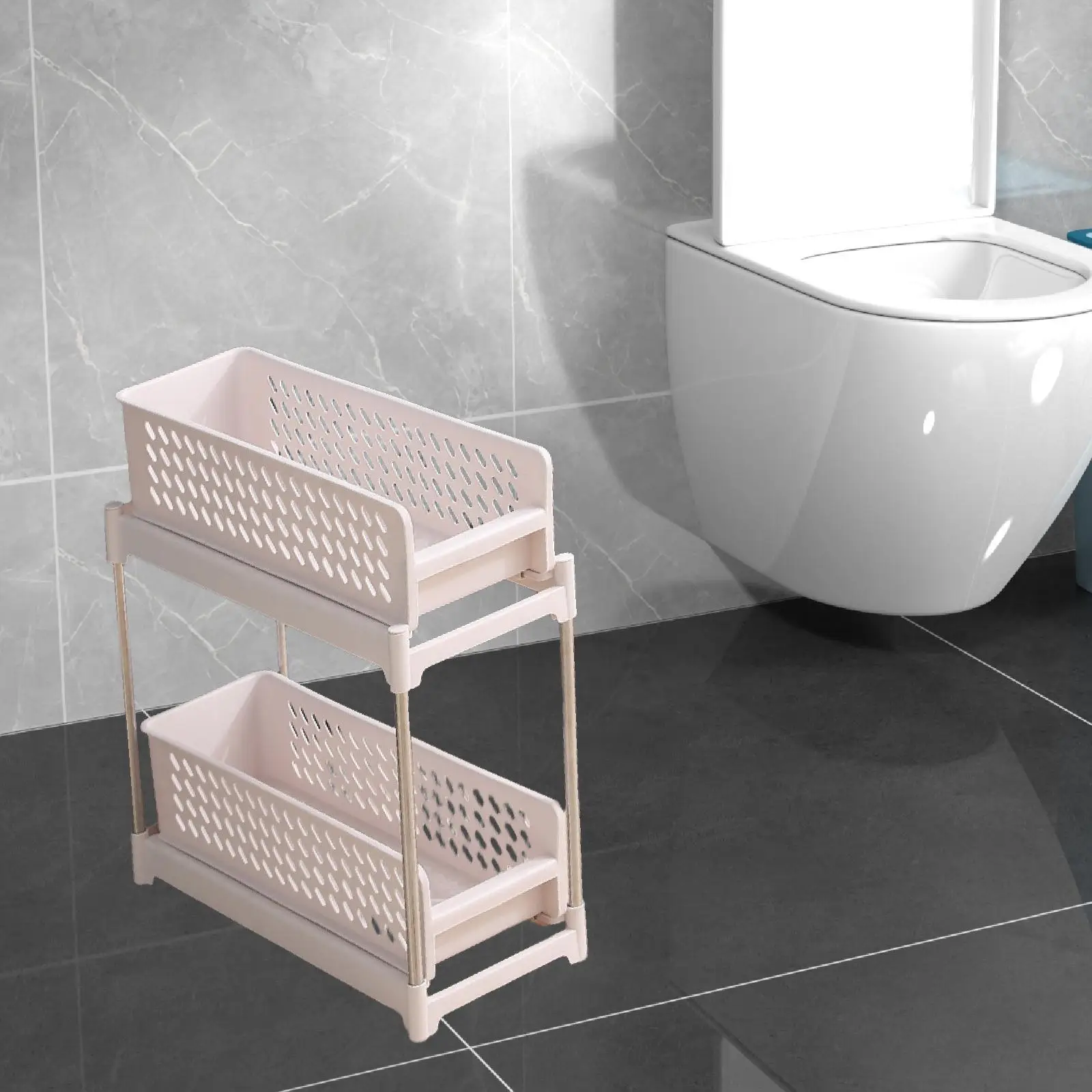 Slim Kitchen Storage Trolley Multi Layer Utility Cart Narrow Bathroom Organizer with Pull Out Drawers for Small Spaces