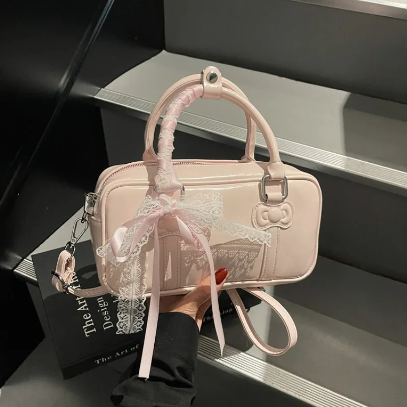 

Y2K Korean Kawaii Bowling Bags For Women Designer Handbags And Purses 2026 New PU Leather Commuting Shoulder Crossbody Bag