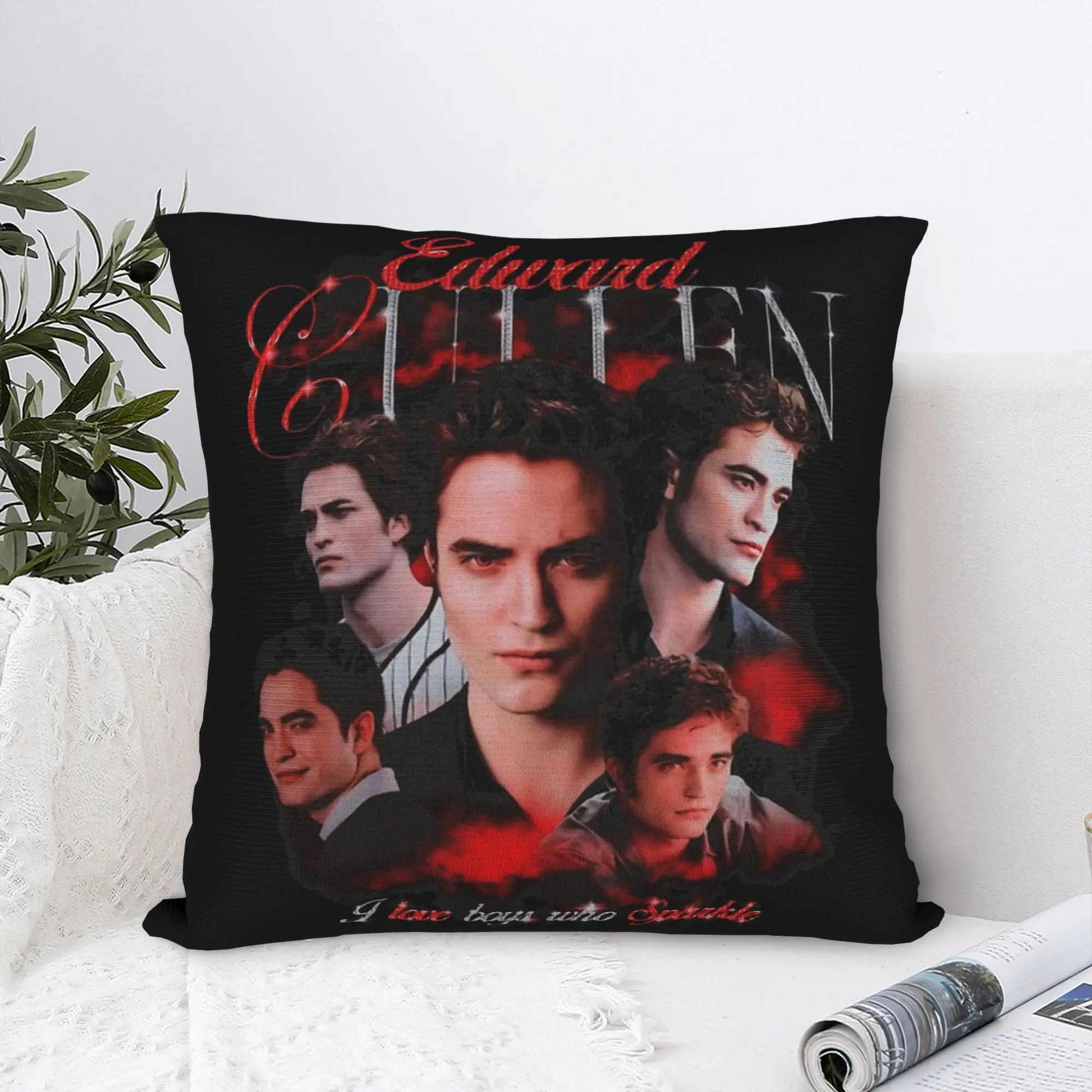 Twilights Vampire Edward Cullen Pillowcase Printing Polyester Cushion Cover Decoration  Throw Pillow Case Cover Home Square