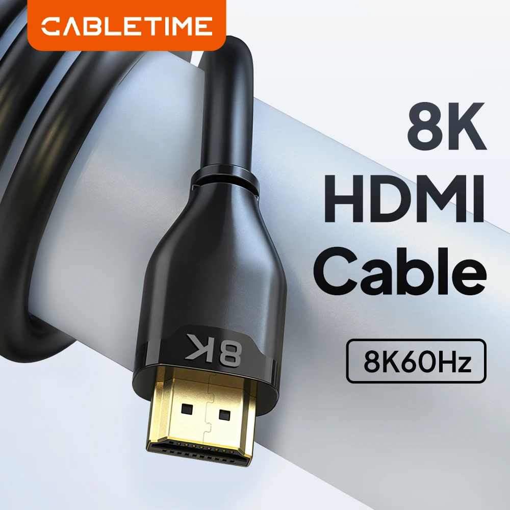 CABLETIME HDMI 2.1 Cable 8K 60Hz 4K Ultra High Speed for PS4/5 PC Laptop TV Box 48Gbps HDMI Cable 8K HDMI Cable