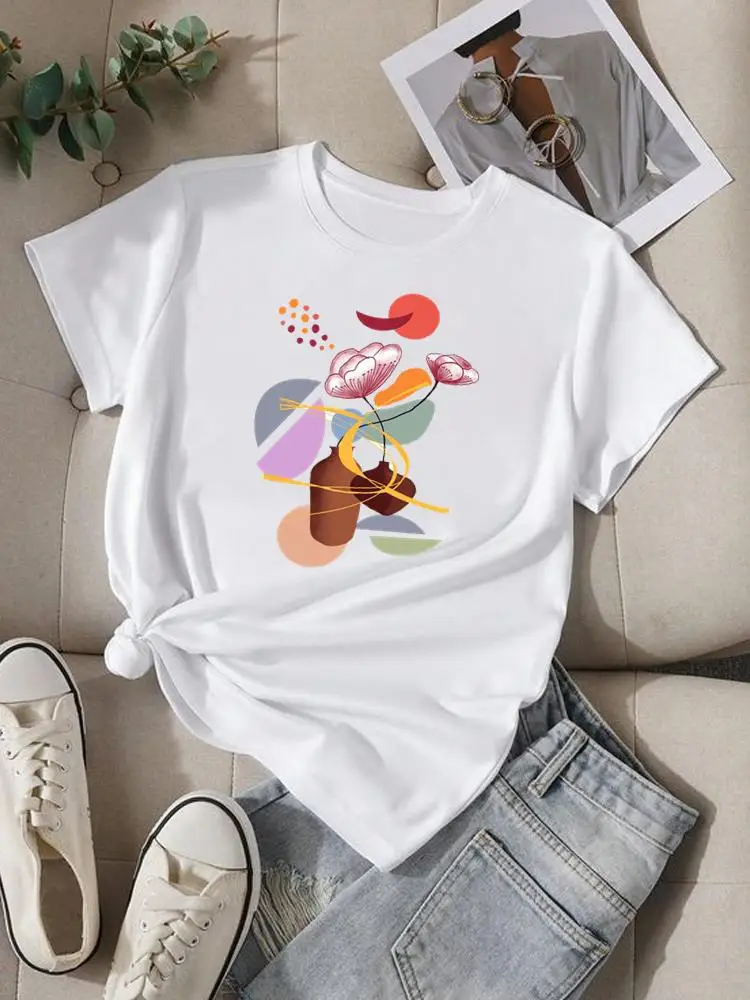 

O-neck T Shirt Clothing Women Fashion Casual Print Top Sweet Trend 90s Cute Short Sleeve Lady Graphic Tee T-shirt