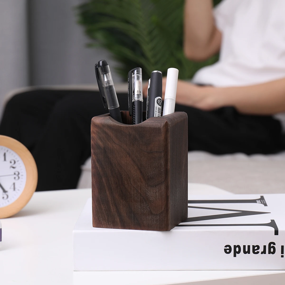 

Wooden Pen Holder Desk Organizer Stationery Storage Box Multi-use Pencil Cup Table Accessories Eco-friendly Sturdy Lightweight