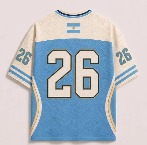 2026 Argentina V-neck football T-shirt breathable, quick drying, fashionable, versatile, street casual, day court game