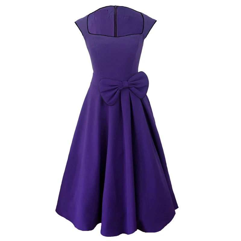 New Vintage 1950s 60s Rockabilly Purple Black Swing Party Evening Dress Plus Size Retro dress