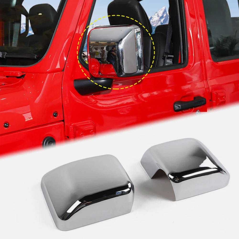 

Накладка на боковое зеркало заднего вида, декоративная рамка, наклейка из АБС-пластика, 1 комплект, хром или черный для 2018 2019 2020 Jeep Wrangler JL JLU