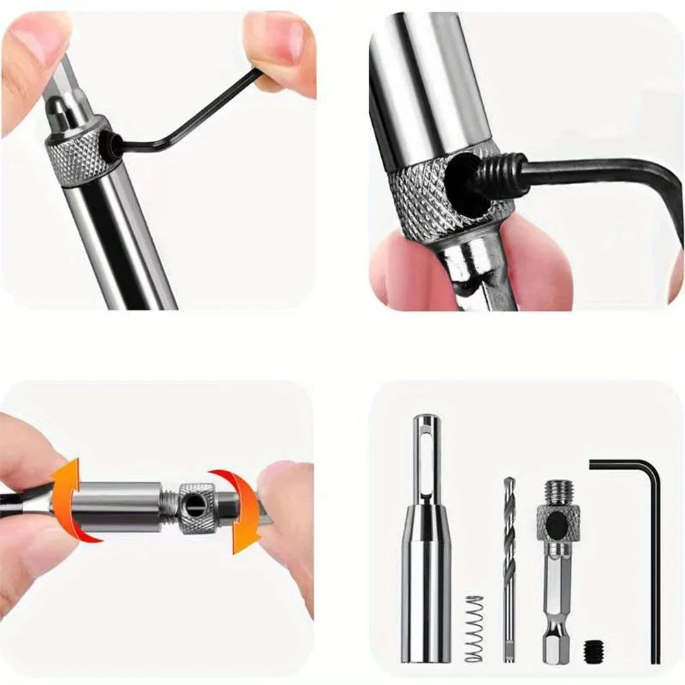3-teiliges selbstzentrierendes Scharnierbohrer-Set aus Premium-Stahl für präzise, mühelose Holzbearbeitung, schnelle Installation, perfekte Ausrichtung – Detail 5