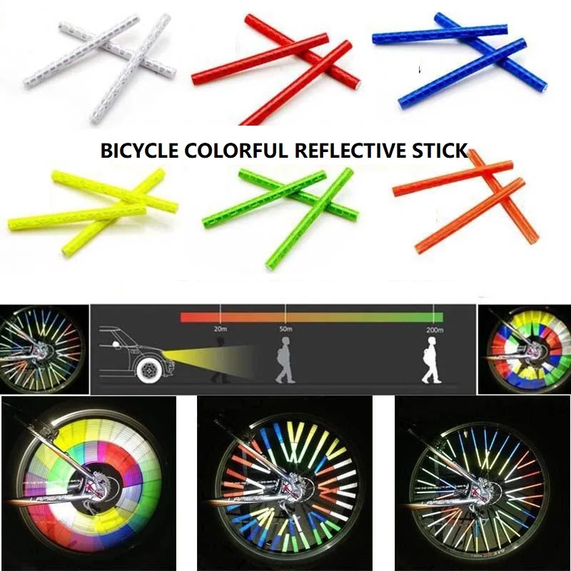 12pc Bicycle Wheel Rim Spoke Clip Night Safety Warning Light Bicycle Reflective Reflector Strip MTB Bike Cycling Accessories