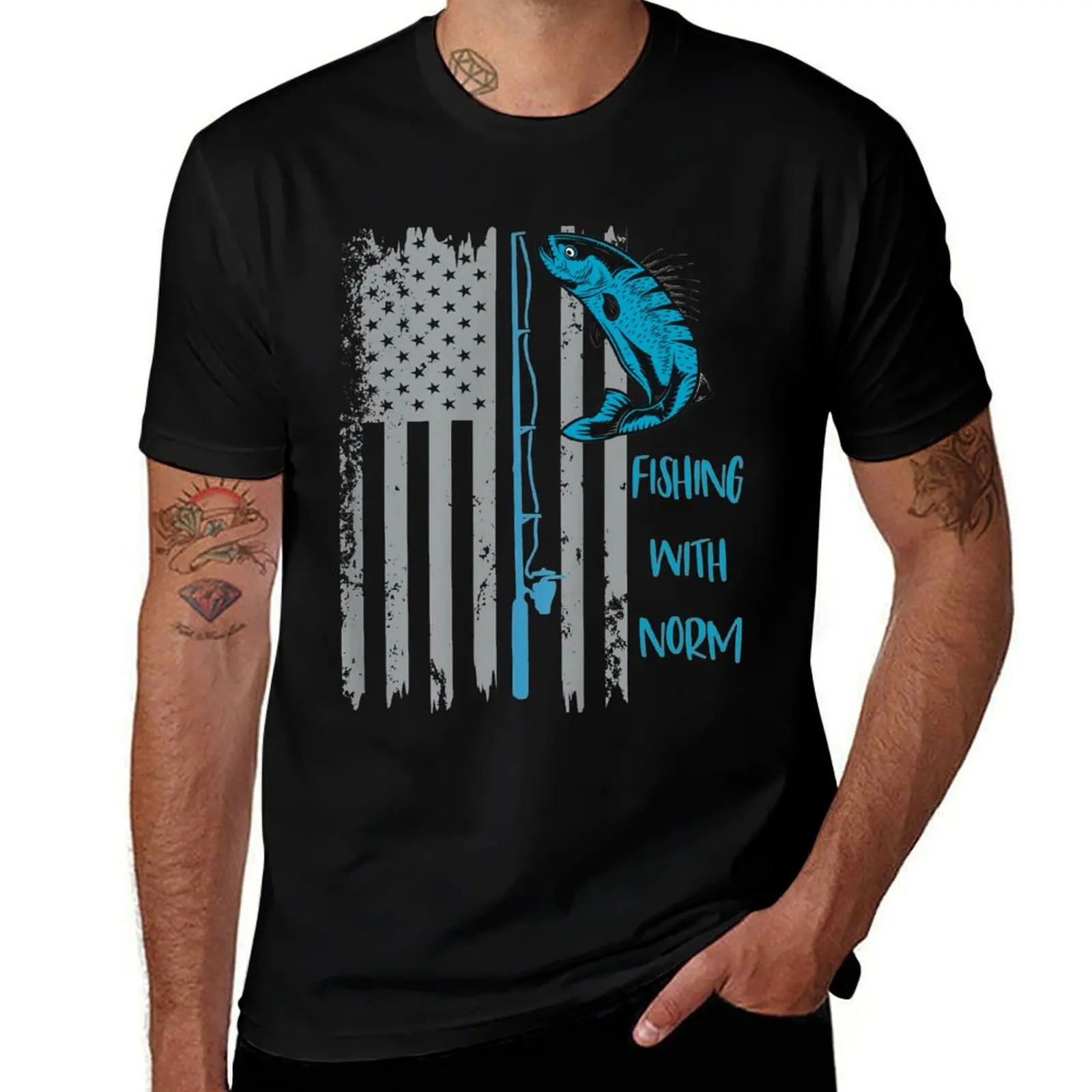 

Fishing With Norm - American Flag - T-Shirt man t shirt animal prinfor boys Short sleeve tee tee shirts for men