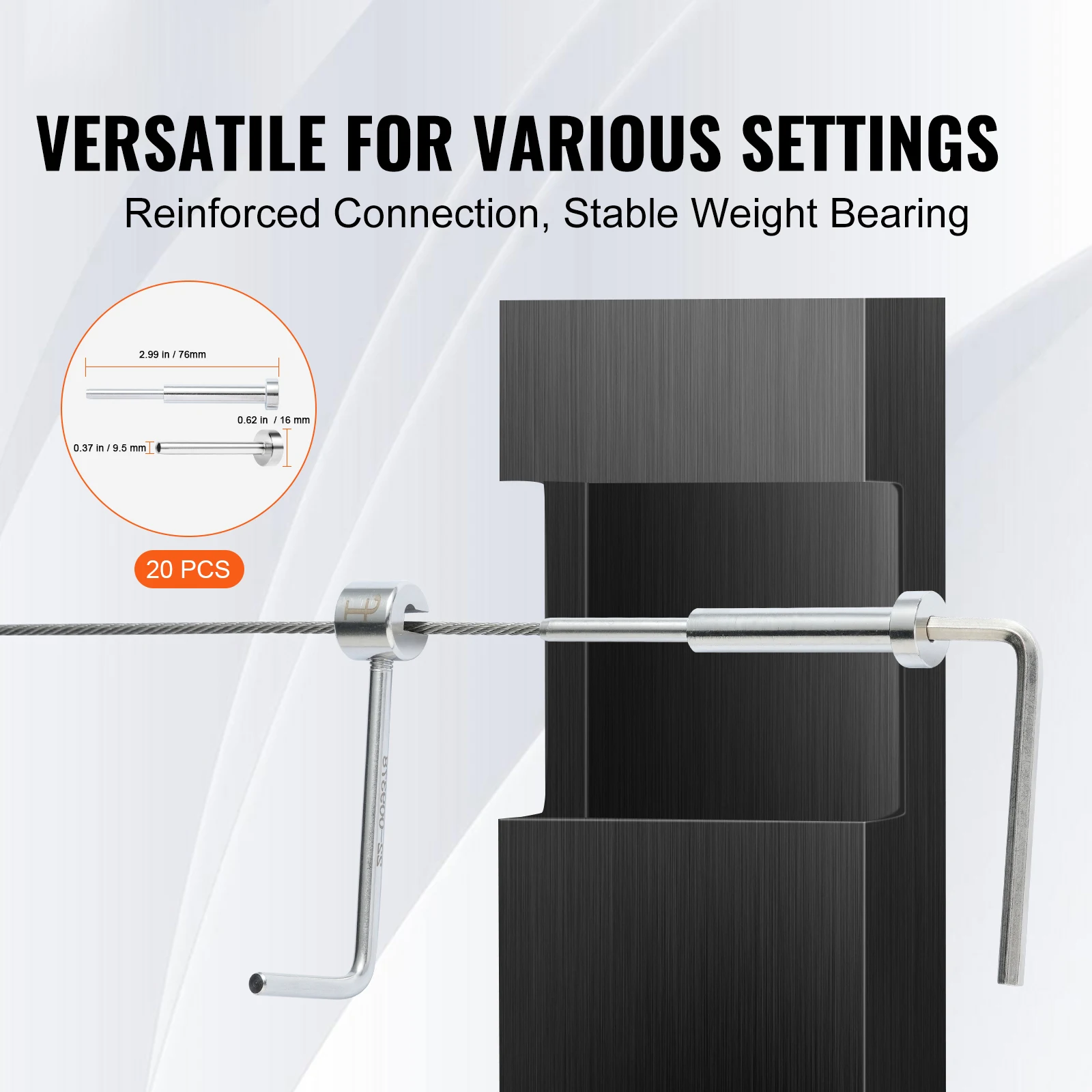 VEVOR 20/30/40 Pack Invisible Cable Railing kit T316 Stainless Steel 1/8