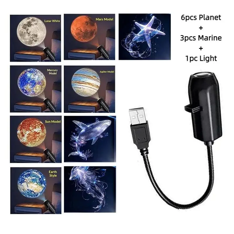6/9-Modus USB-Deckenprojektor LED-Nachtlicht Wal Ozean Schmetterling Austauschbarer Filmprojektor USB-Stecker Kindergeburtstagsgeschenk