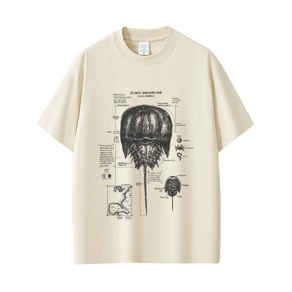 

Funny Atlantic Horseshde Crab Anatomy Graphic T-shirt Men Women Casual Oversized Short Sleeve Male Vintage Soft Cotton T Shirts