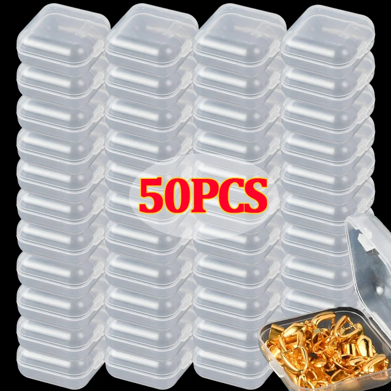 Mini Square Transparent Plastic Box Dustproof Storage Box Earrings Rings Jewelry Storager Case Crafts Jewelry Package Organizer