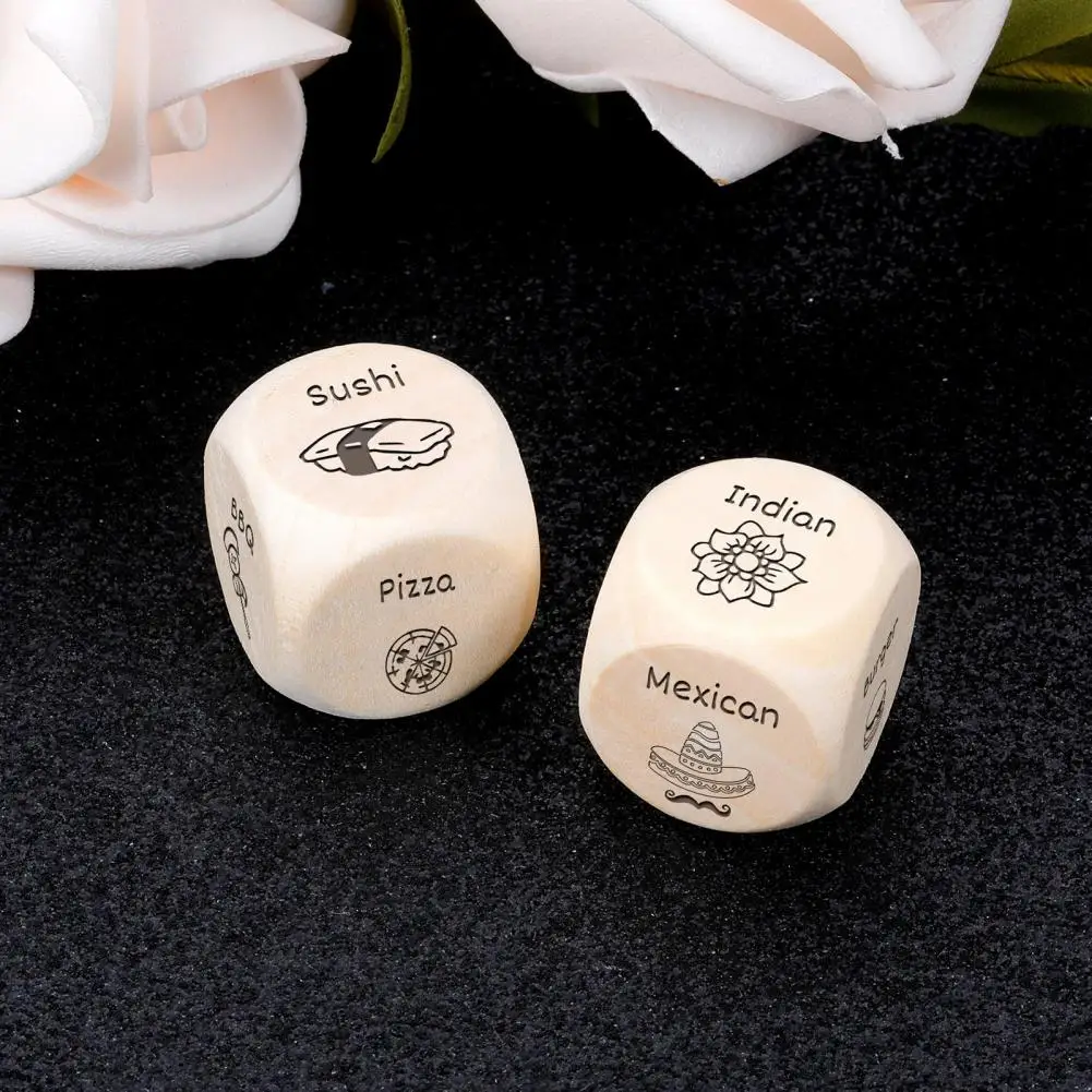 Wooden Dice Wooden Food Decision Dice Fun Anniversary Date Night Gifts for Couples 12 Food Patterns Christmas for Husband