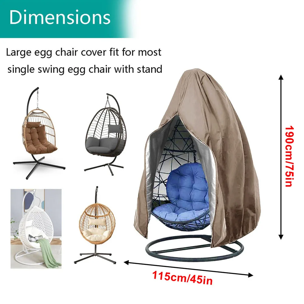 Courtyard egg-shaped chair covers with zippers, khaki rattan rocking chair covers, outdoor chair covers, hanging chair covers