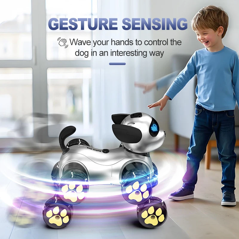 Op afstand bestuurbaar robotachtig hondenspeelgoed, interactieve op afstand bestuurbare hond, robothond dat kan zingen en dansen met speciale effecten.