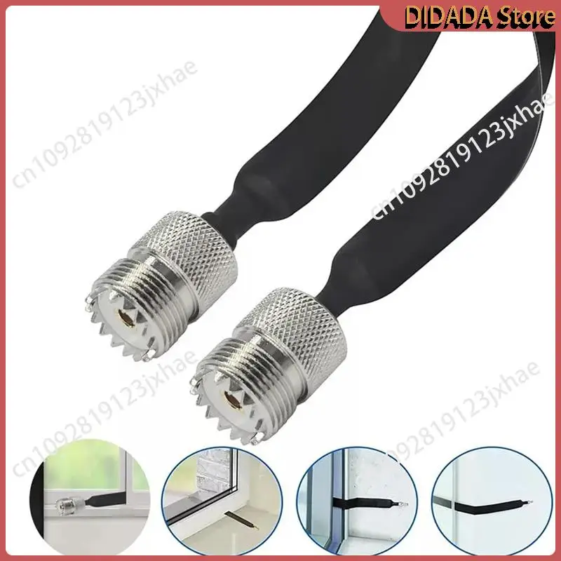 N82R 4 แพ็ค 40 ซม.RF COAXIAL CABLE หน้าต่าง/ประตูผ่านสายแบน,SO239 UHF หญิง UHF หญิง,50 โอห์ม