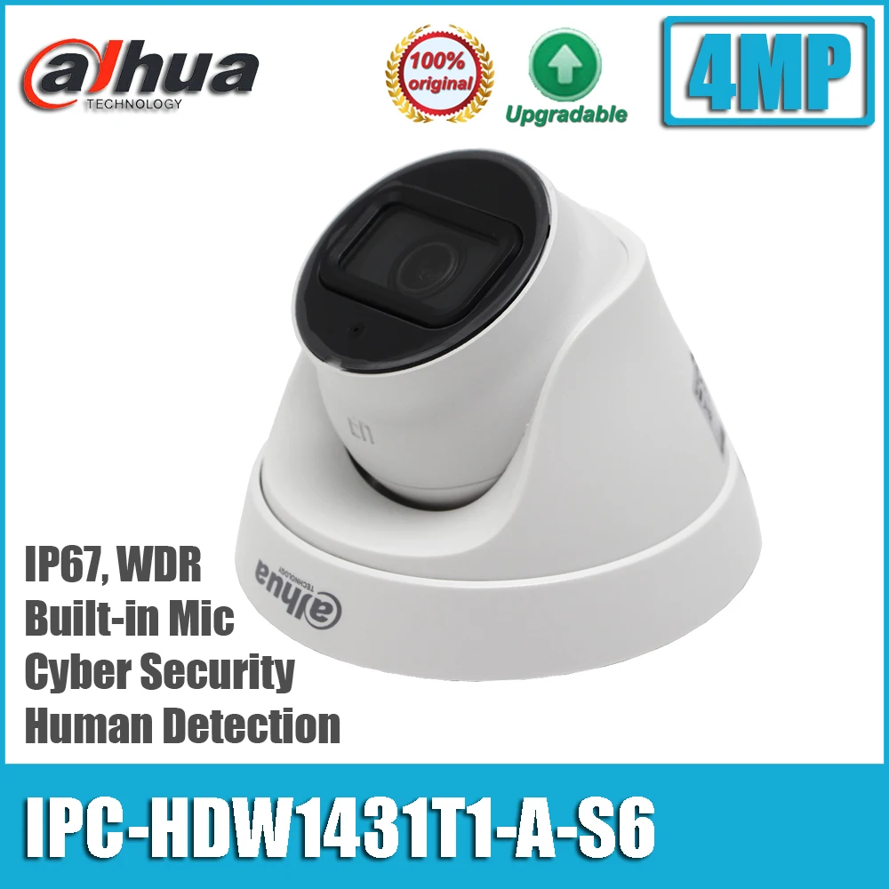 Original Dahua IPC-HDW1431T1-A-S6 4MP POE IP67 WDR Built-in Mic Entry Human Detection IR Eyeball Network Camera