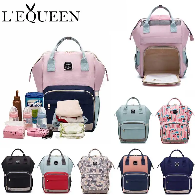 Lequeen Mode Mummie Moederschap Luiertas Merk Grote Capaciteit Baby Tas Rugzak Designer Verpleging Zak Voor Babyverzorging