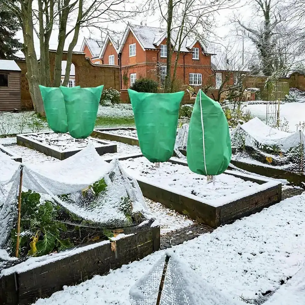 Winter Plant Frost Protection Cover with Zipper & Drawstring Outdoor Shrub Bush Potted Plant Cover for Cold Weather Protection