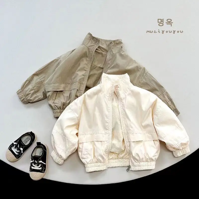 2-8Y Fashion Baby Girl Boy Cotton Jacket Infant Toddler Kids Coat Autumn Spring Summer Solid Color Sun Protect Baby Clothes