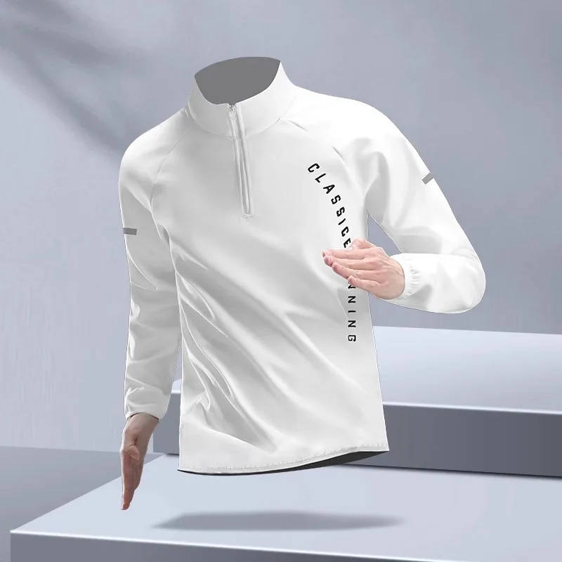 

Тренировочная одежда с полумолнией, мужская осенняя одежда для бега, тонкая модная спортивная футболка с длинными рукавами, топ для фитнеса, спортивная дорожка и