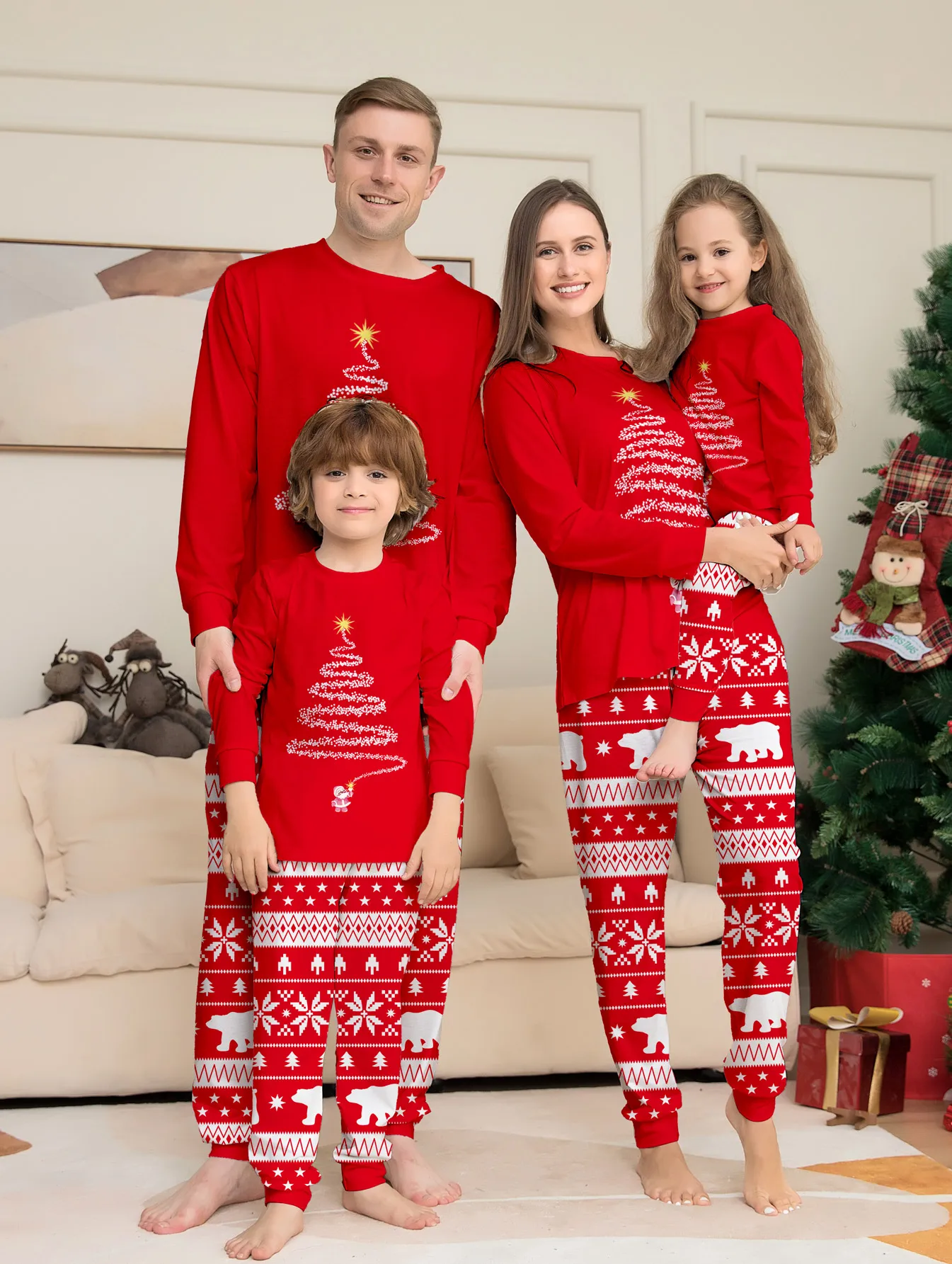 2024 Christmas Pajamas Baby Mother Kids Daughter Mommy Family Set Xmas Pjs Long Sleeve Sleepwear Matching Outfits