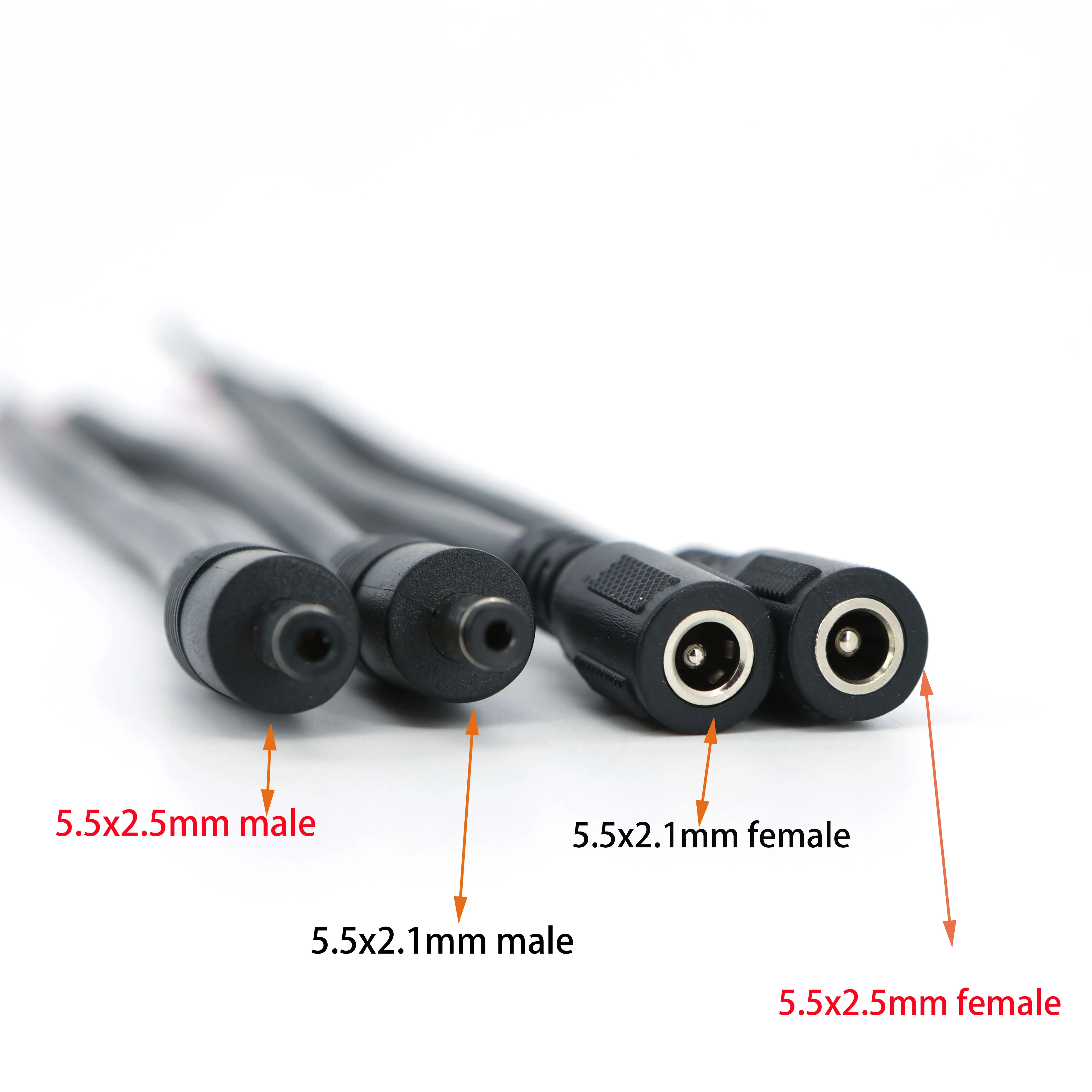 12 فولت 16awg تيار مستمر ذكر أنثى موصلات الطاقة جاك مهائي كابلات التوصيل العرض 10A 5.5x2.1 5.5x2.5 مللي متر ل كاميرا تلفزيونات الدوائر المغلقة led قطاع #6