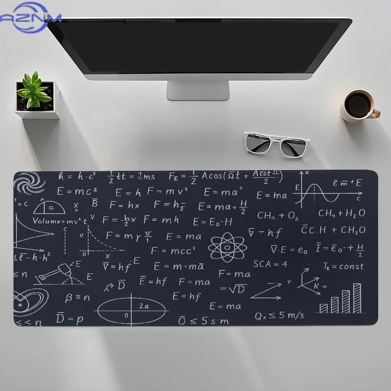 Oversized Desk Mat Featuring Mathematical Formulas - Non-Slip, Extra-Wide Mouse Pad Displaying Physics, Calculus, And Engineerin