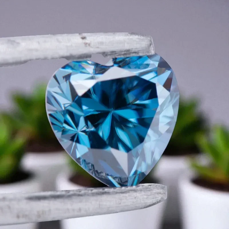 Sapphire Blue Color Moissanite Stone Heart Cut Lab Artificial Gemstone For Advanced Jewelry Making Material With Certificate 4